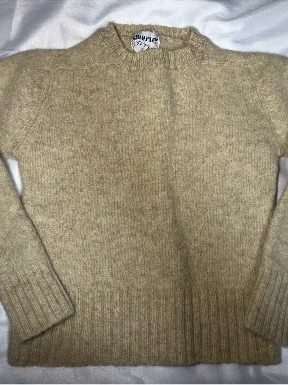 Vintage 80s 90s Symmetry 100% Wool‎ Cream Sweater Large READ MEASUREMENTS